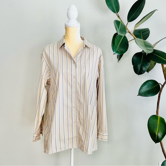 Lafayette 148 striped button down shirt - Picture 2 of 8